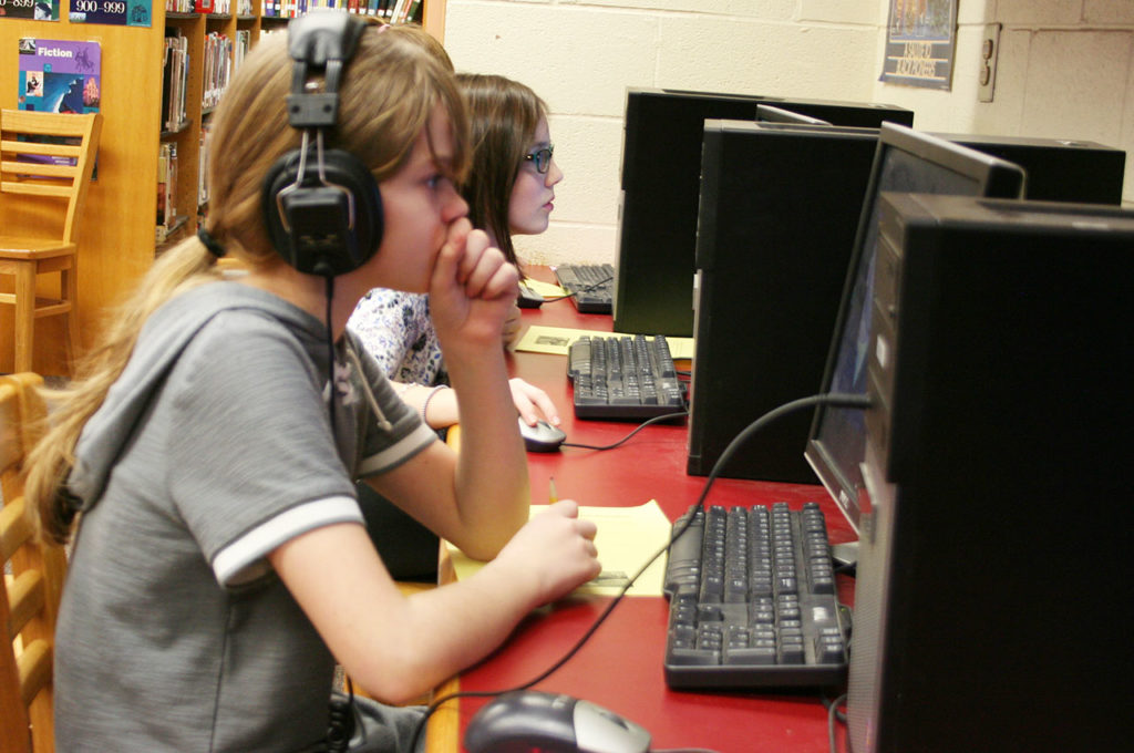 Students research in library