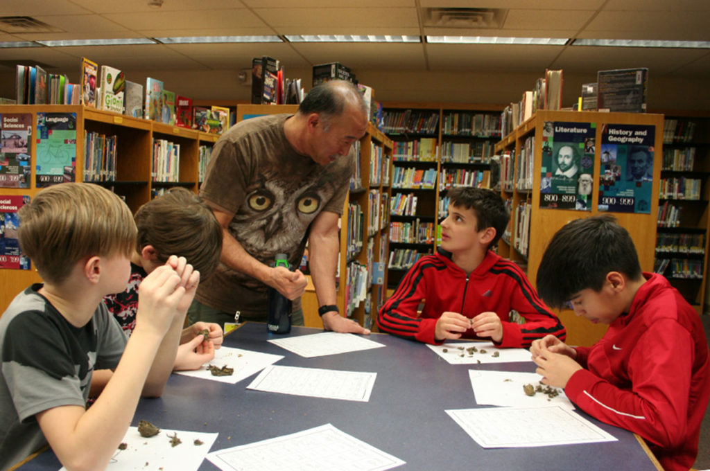 Students learn about owl pellets