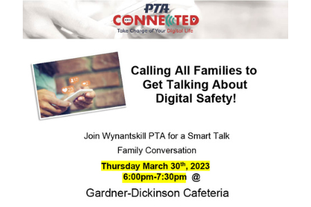 REMINDER: PTA Digital Safety Family Conversation TOMORROW