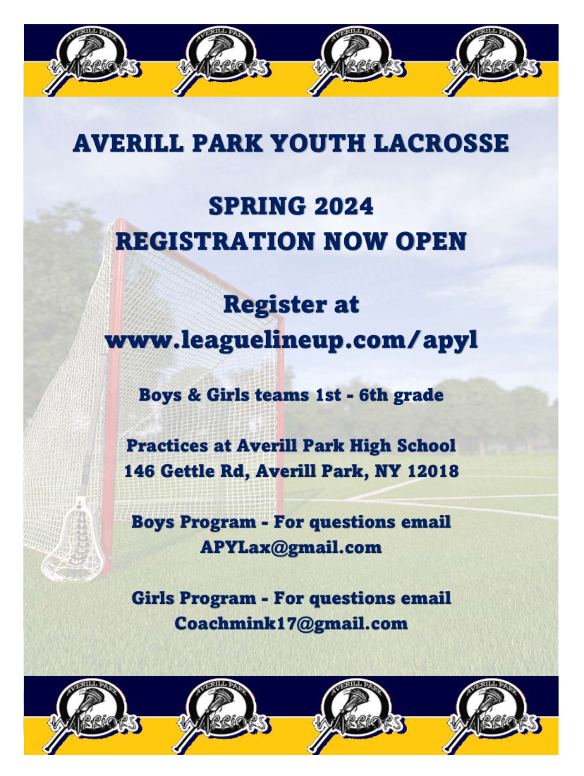 Averill Park Spring Youth Lacrosse registration open now!